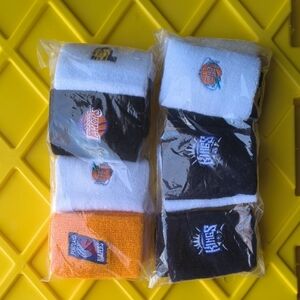 NBA Team Logo Athletic Wristbands - Black, White, Orange